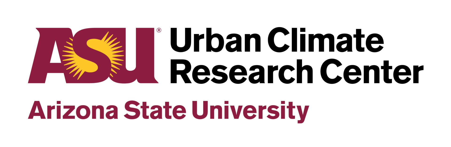 ASU Urban Climate Research Center logo text in maroon, gold and black